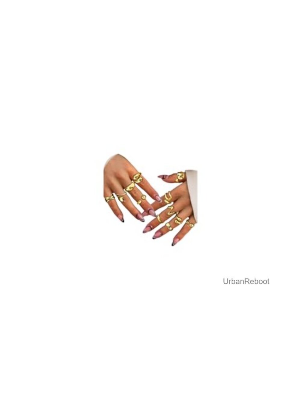 12 Pcs Chunky Gold Plated Stackable Rings Set for Women Statement Jewelry